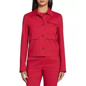 THEORY Women's Casual Linen Blend Long Sleeve Red Jacket